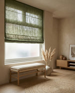 Load image into Gallery viewer, Linen Roman Blinds in Green colour
