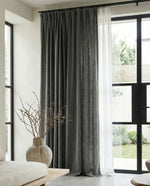 Load image into Gallery viewer, Graphite natural linen curtains, thick drapes - 1 panel
