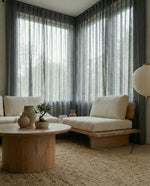 Load image into Gallery viewer, Natural linen sheer tulle in Graphite colour - 1 panel
