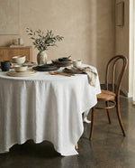 Load image into Gallery viewer, 100% Linen Tablecloth – White colour, Round 218D
