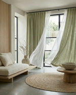 Load image into Gallery viewer, Dry Sage linen curtains, sheer drapes - 1 panel
