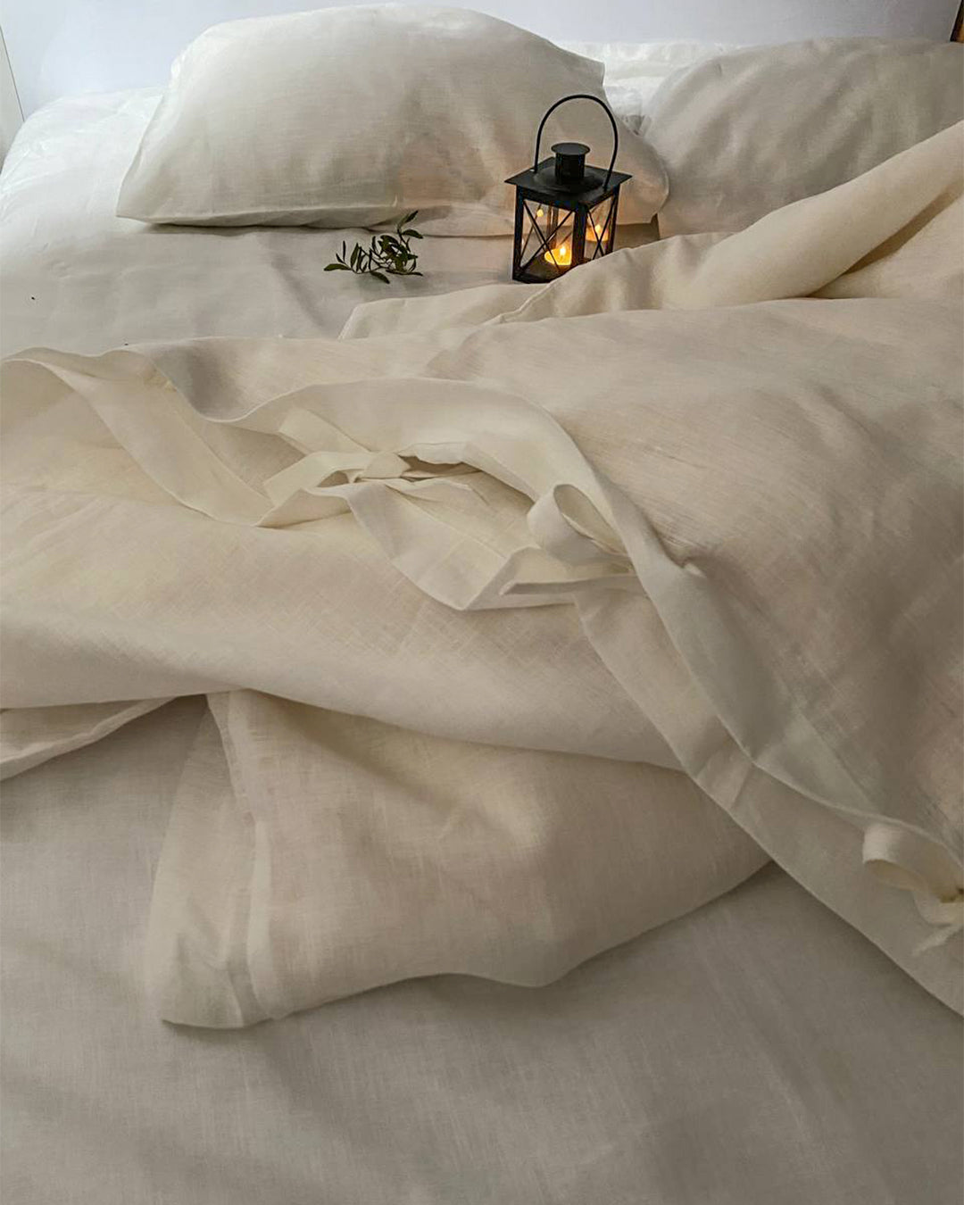 White bedding set from soft linen
