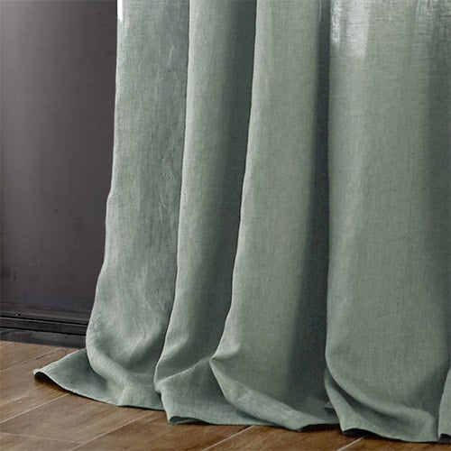 Olive linen curtains, sheer drapes - 1 panel